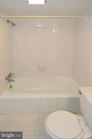 a bathroom with a toilet and a bath tub