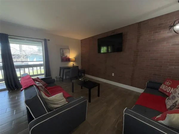 a living room with furniture