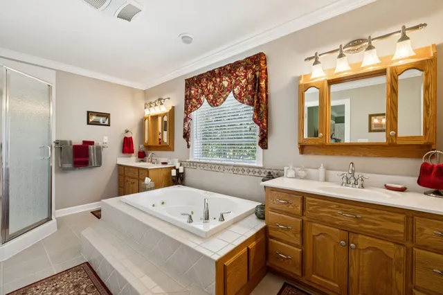 a living room with furniture and a lamp