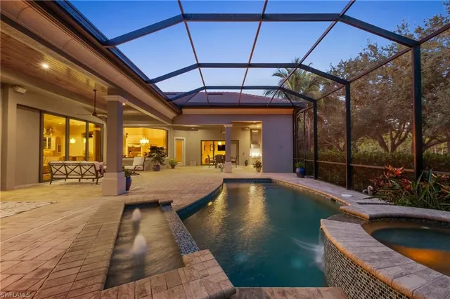 a view of a park with a palm tree