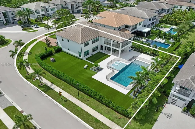 an aerial view of a house