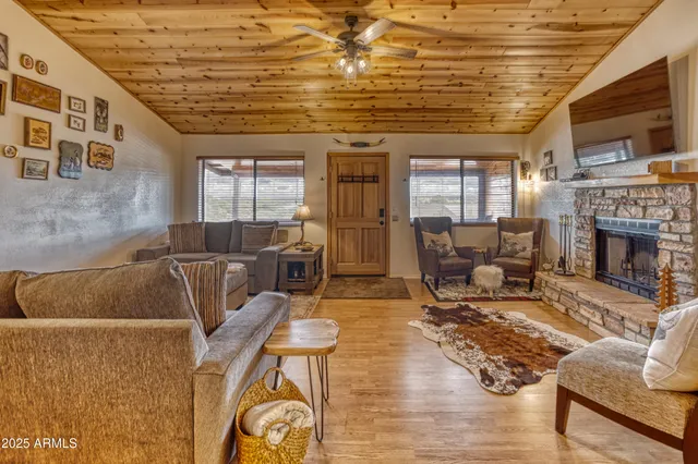a view of balcony with wooden floor