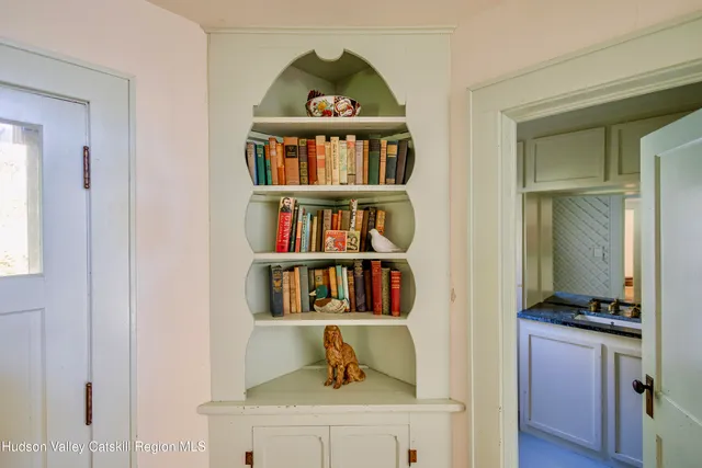 a view of a lake with a mountain in the background
