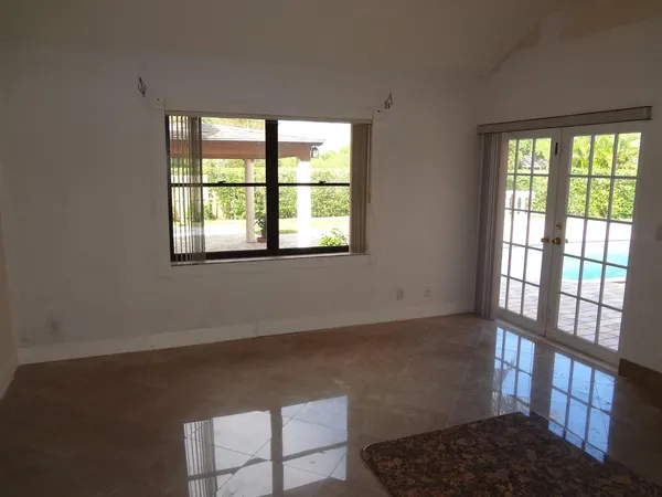 a living room with a large window