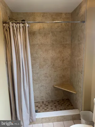 a bathroom with a shower and a sink