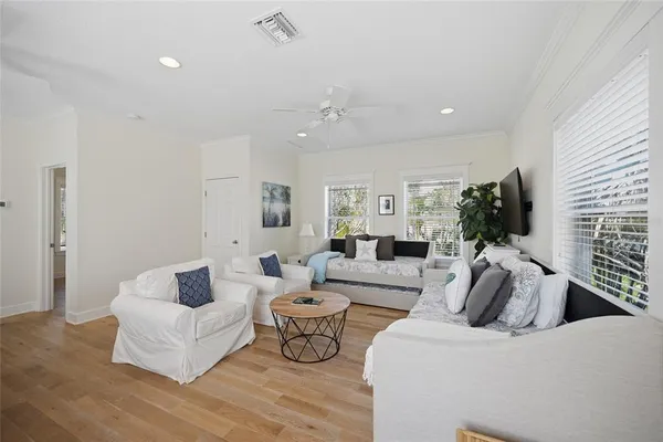 a living room with furniture