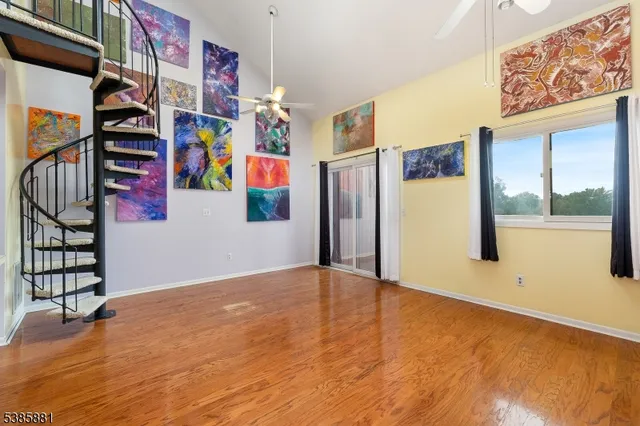 an empty room with windows