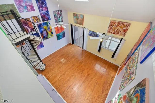 an empty room with windows