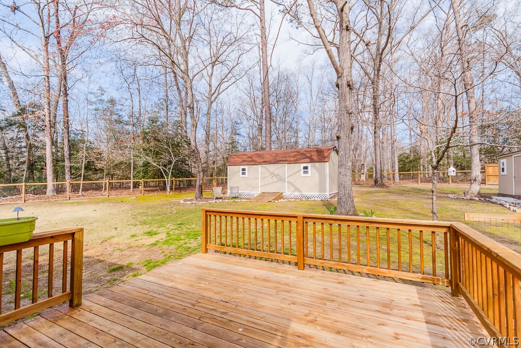100 Riva Ridge Circle Sandston, VA 23150 - Photo 27 of 33 Rear deck and fenced in yard 12x24 shed