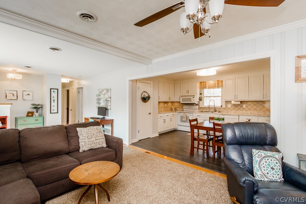 Living room open to kitchen