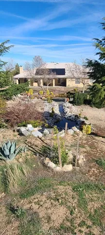 a view of a yard with an ocean