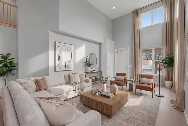 a living room with furniture