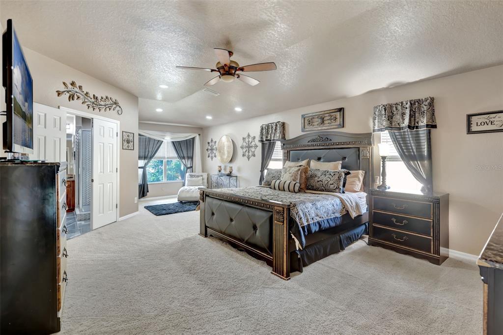 6932 Gray Catbird Loop Wesley Chapel, FL 33545 - Photo 11 of 25 a spacious bedroom with a bed couch and a window