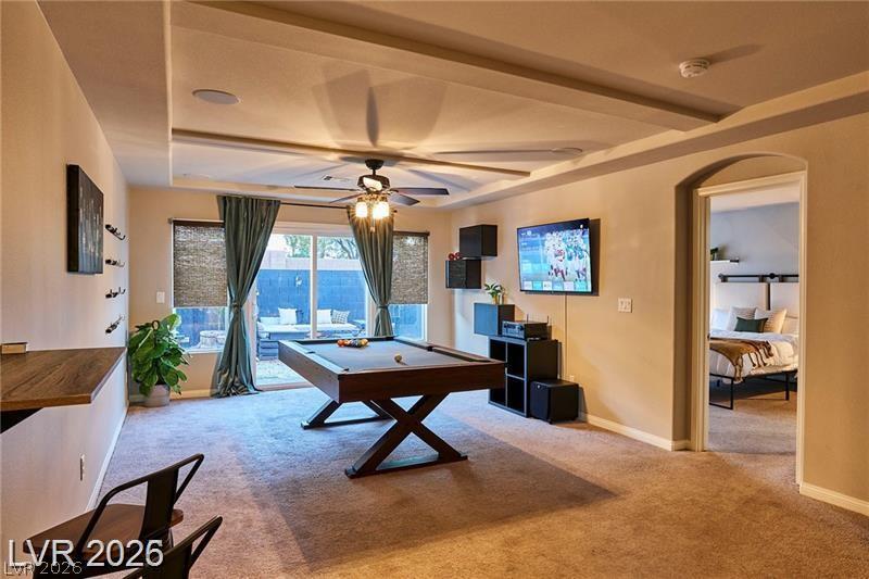 6302 Jackson Spring Road Las Vegas, NV 89118 - Photo 24 of 48 An inviting recreation space featuring a pool table and direct access to an outdoor area, perfect for entertaining.