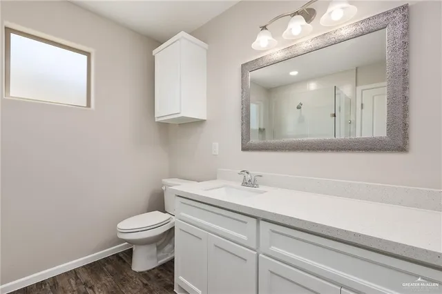 a bathroom with a sink a toilet and mirror