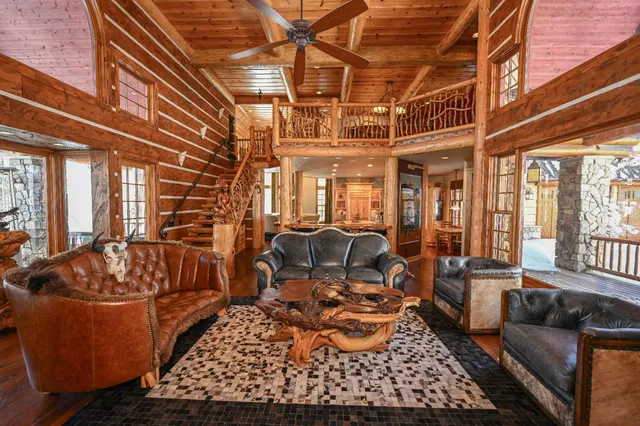 a living room with furniture