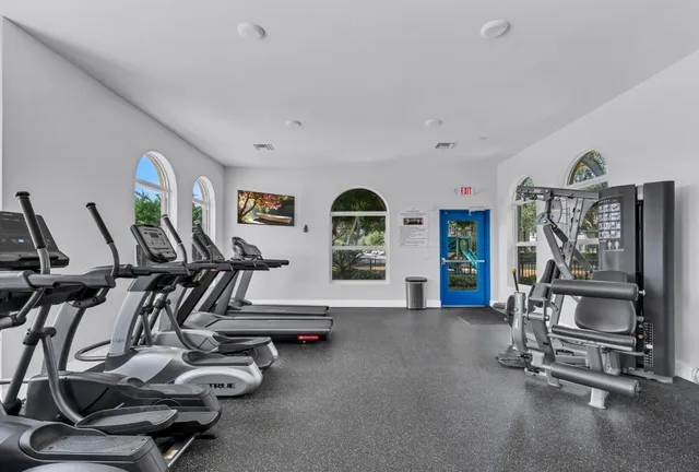 a view of a room with gym equipment