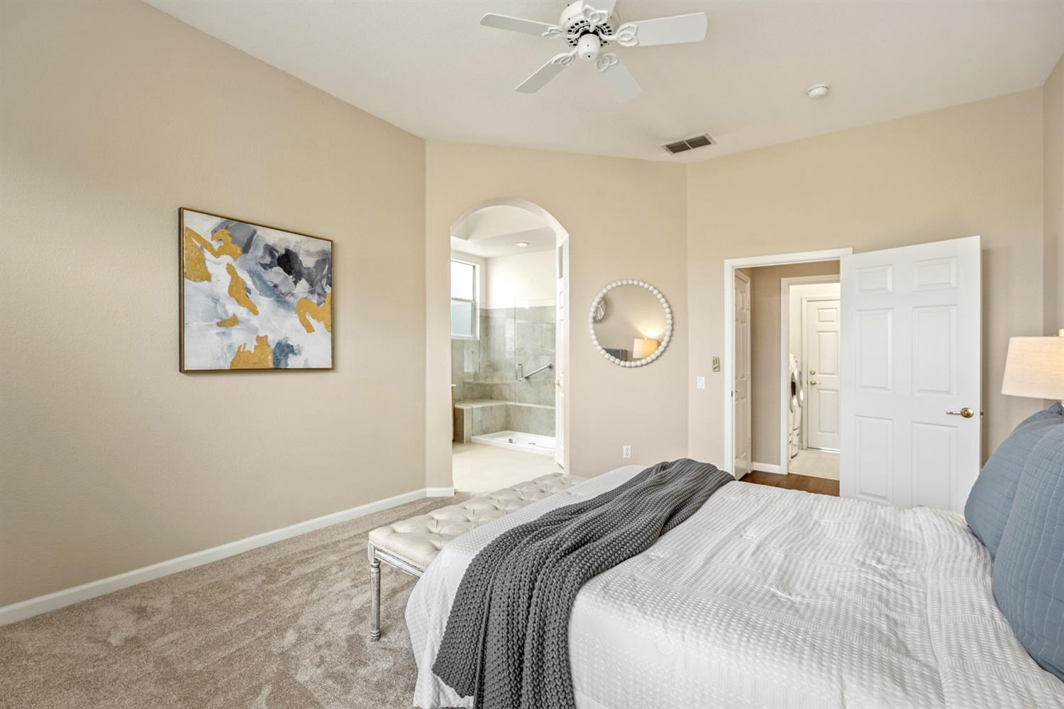 4081 Rose Creek Road Roseville, CA 95747 - Photo 26 of 52 a bedroom with bed and a mirror