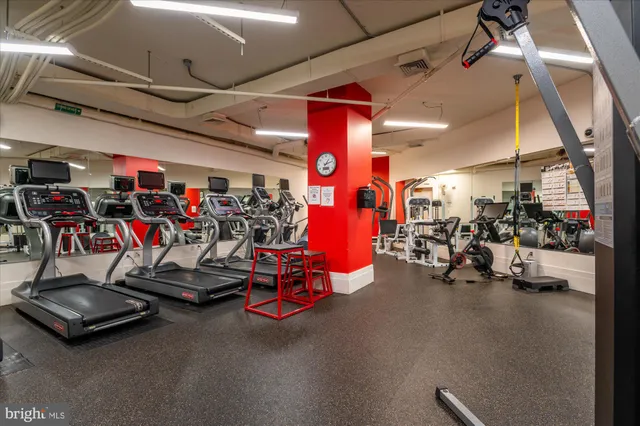 a view of a room with gym equipment