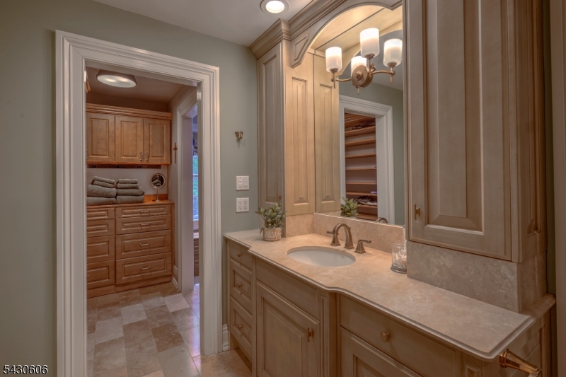 5 Burnett Road Mendham, NJ 07945 - Photo 24 of 50 a bathroom with a sink a vanity and a mirror