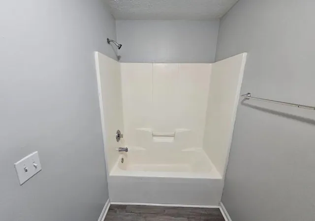 a bathroom with a bathtub