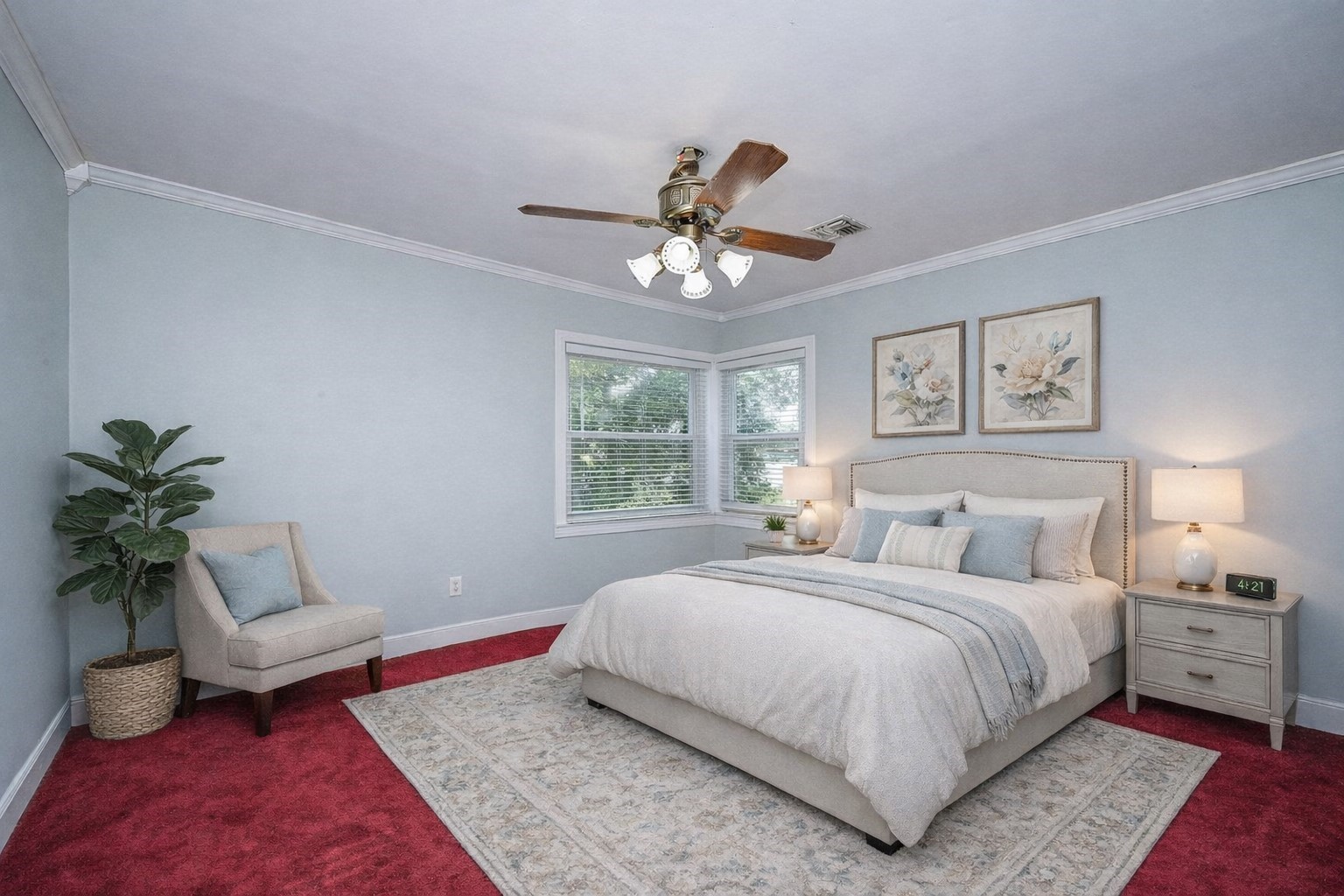 1707 Key Street Waller, TX 77484 - Photo 19 of 26 Bedroom #3 of 3 with crown molding, ceiling fan and large closet *virtually staged*