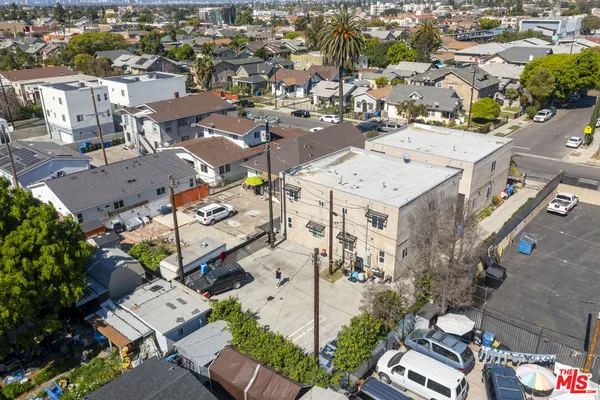 an aerial view of a highlighted house