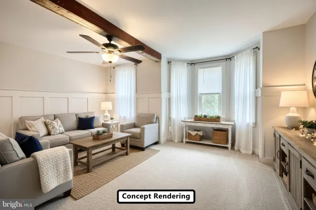 a view of an empty room with a fireplace