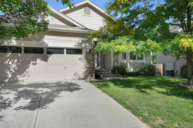 a front view of house with a garden