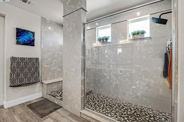 a bathroom with a shower