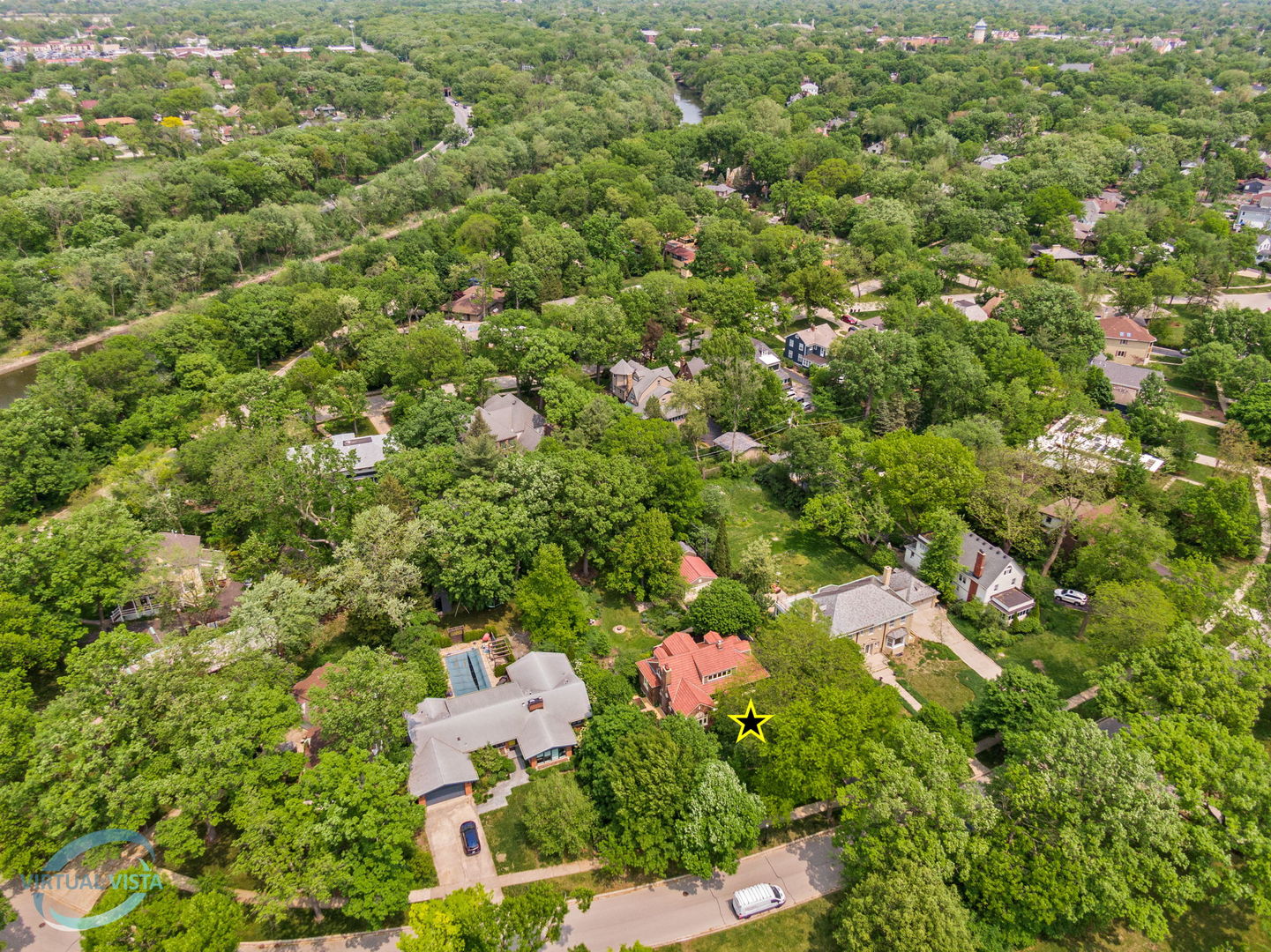 380 Fairbank Road Riverside, IL 60546 - Photo 29 of 30 an aerial view of residential house with outdoor space and trees all around