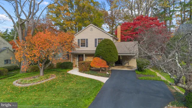 a view of a house with backyard and a tree