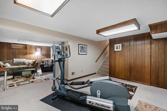 a room with gym equipment