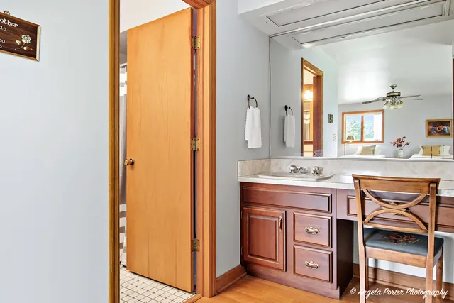 a bathroom with a sink and a vanity