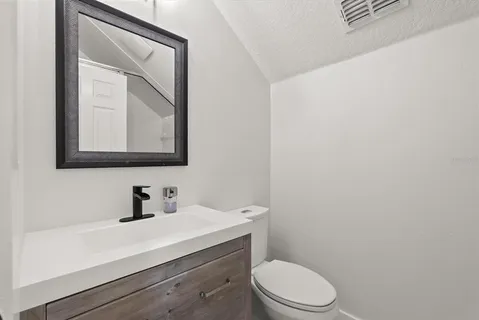 a bathroom with a toilet a sink and mirror