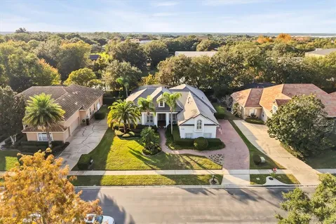 a view of a swimming pool with a balcony