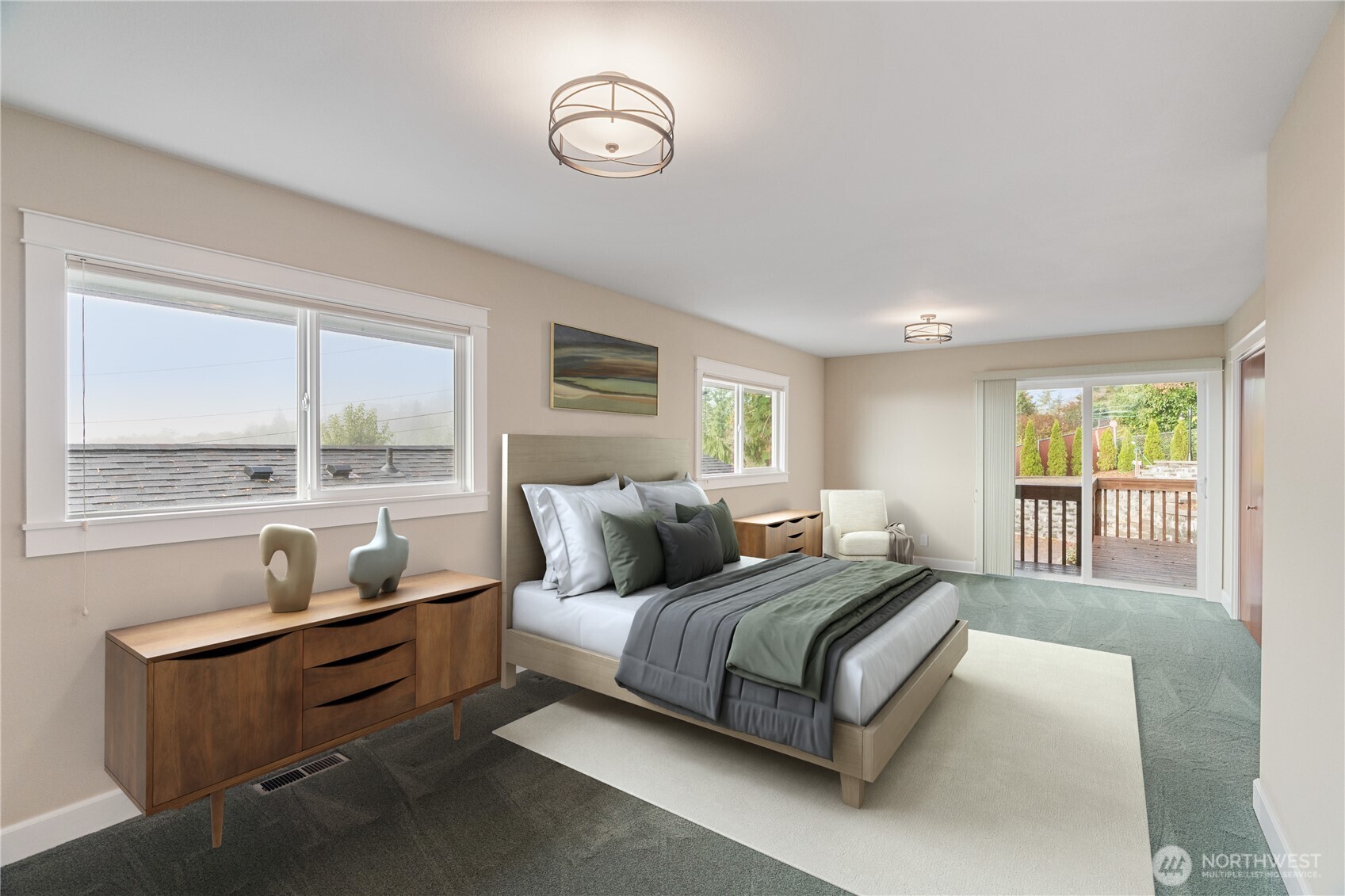 1233 Chilton Road Aberdeen, WA 98520 - Photo 17 of 40 a bedroom with bed and balcony