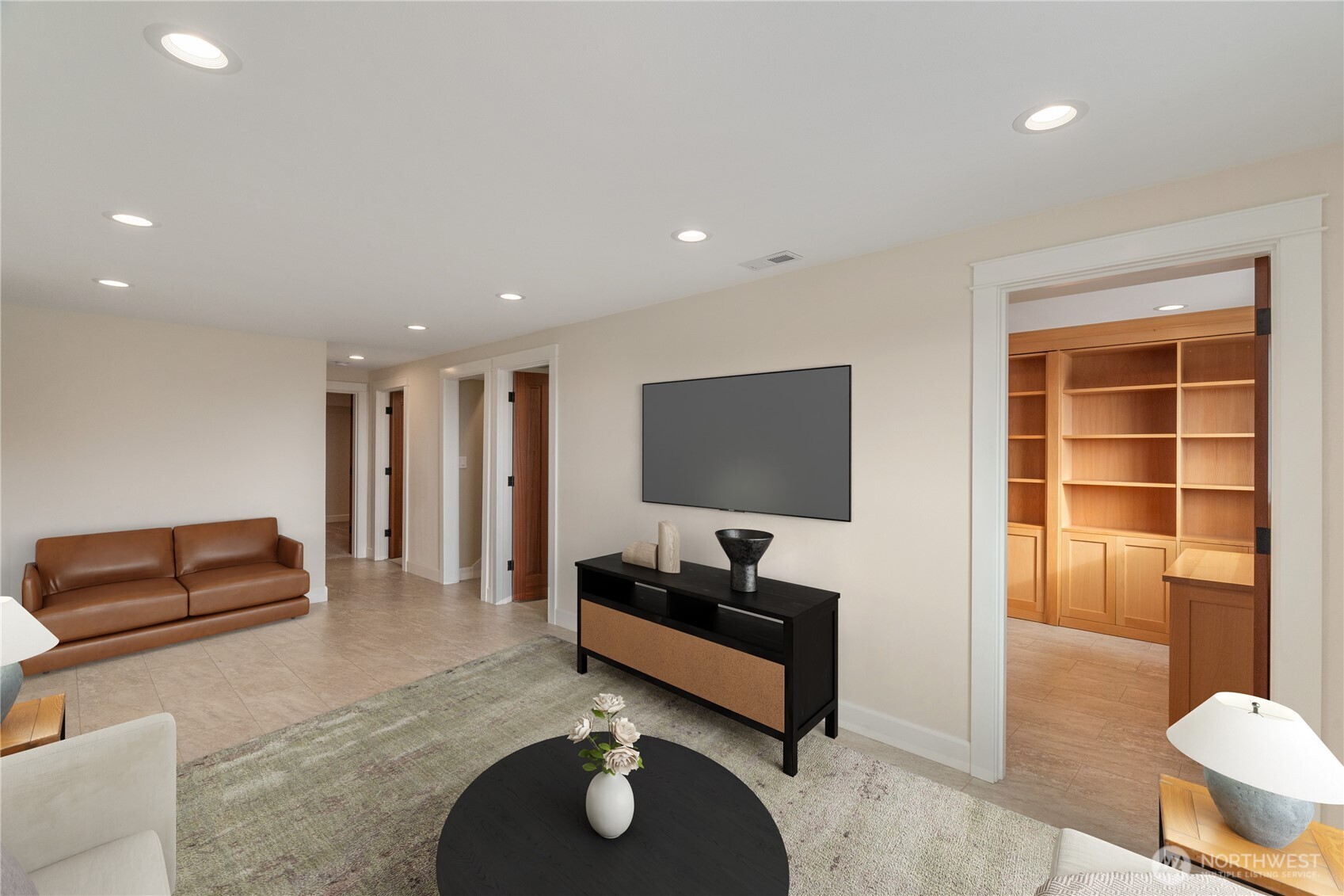 1233 Chilton Road Aberdeen, WA 98520 - Photo 22 of 40 a living room with furniture and a flat screen tv