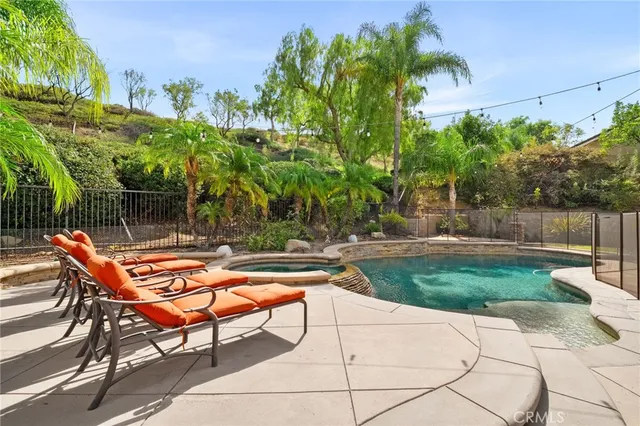 a view of a backyard with palm trees