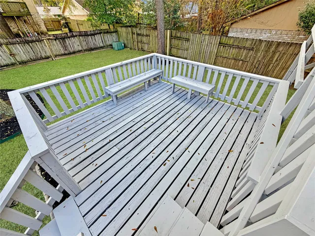a view of deck with a chair