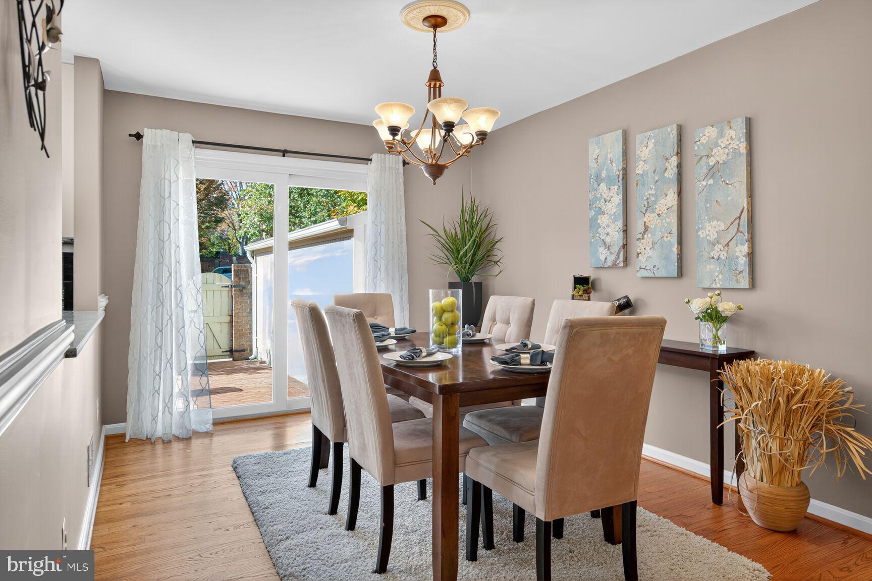 5944 Queenston Street Springfield, VA 22152 - Photo 20 of 60 a dining room with furniture potted plants and wooden floor