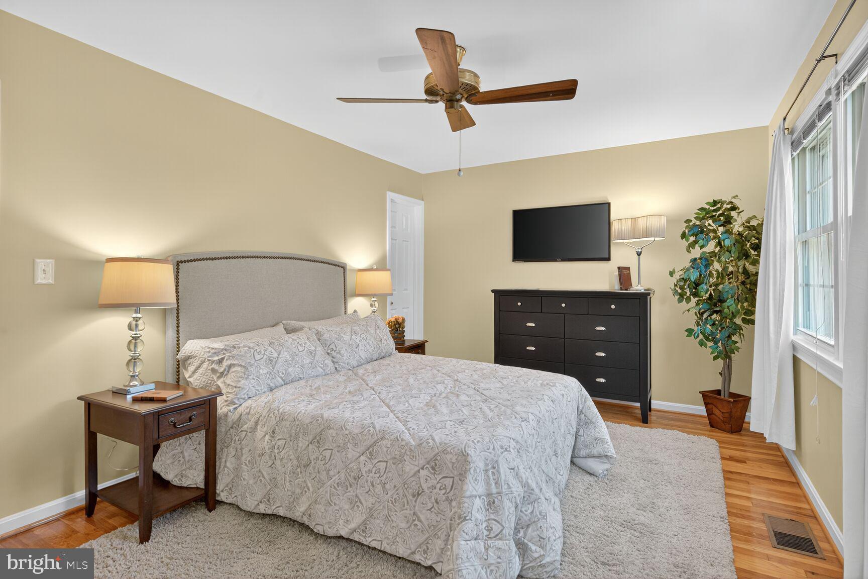 5944 Queenston Street Springfield, VA 22152 - Photo 32 of 60 a bedroom with a bed and a potted plant