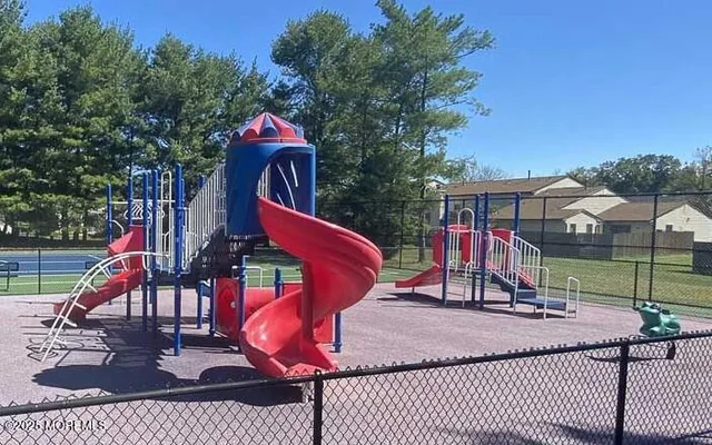a view of park with a slide