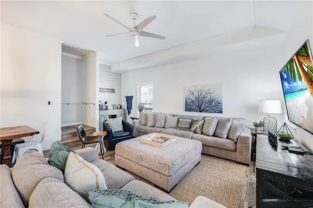 a living room with furniture