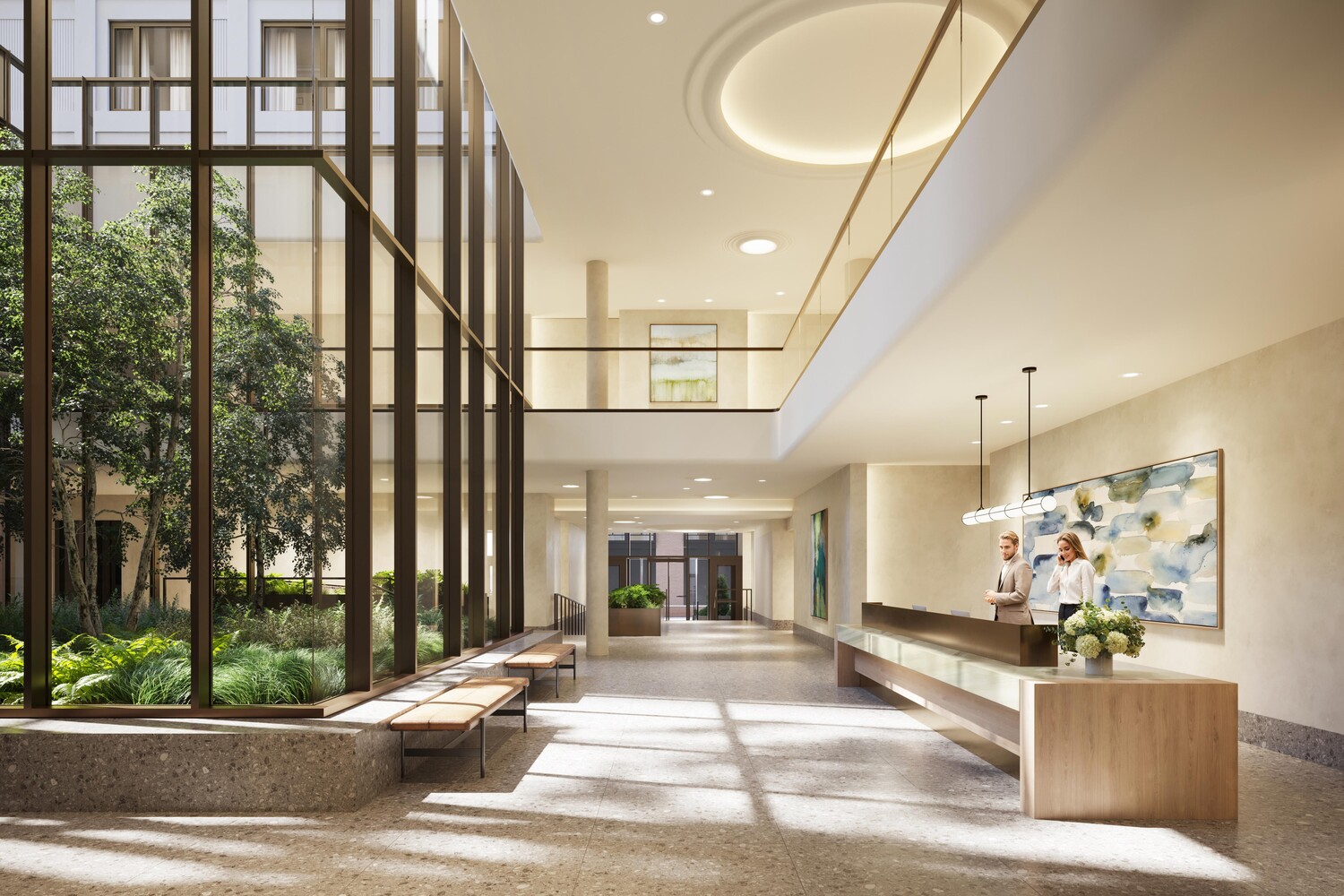 18 India Street, Unit 1010S Brooklyn, NY 11222 - Photo 7 of 17 a view of a lobby with furniture and floor to ceiling window