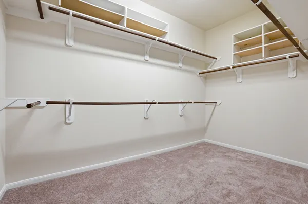 a view of a room with racks on the wall