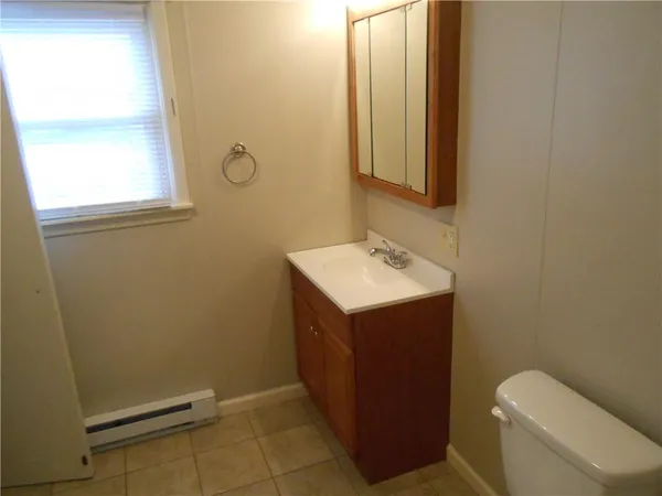 a view of a small space with a window