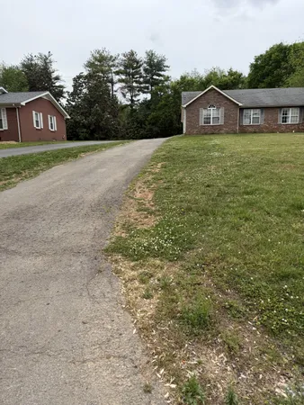 a view of a yard in front of a house with a yard