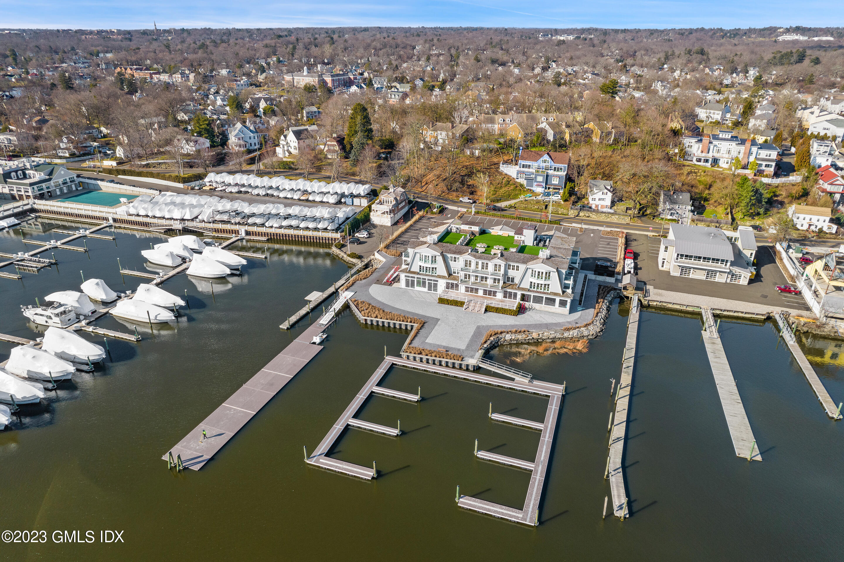 89 River Road, Unit 204 Cos Cob, CT 06807 - Photo 25 of 25 an aerial view of a house with a ocean view