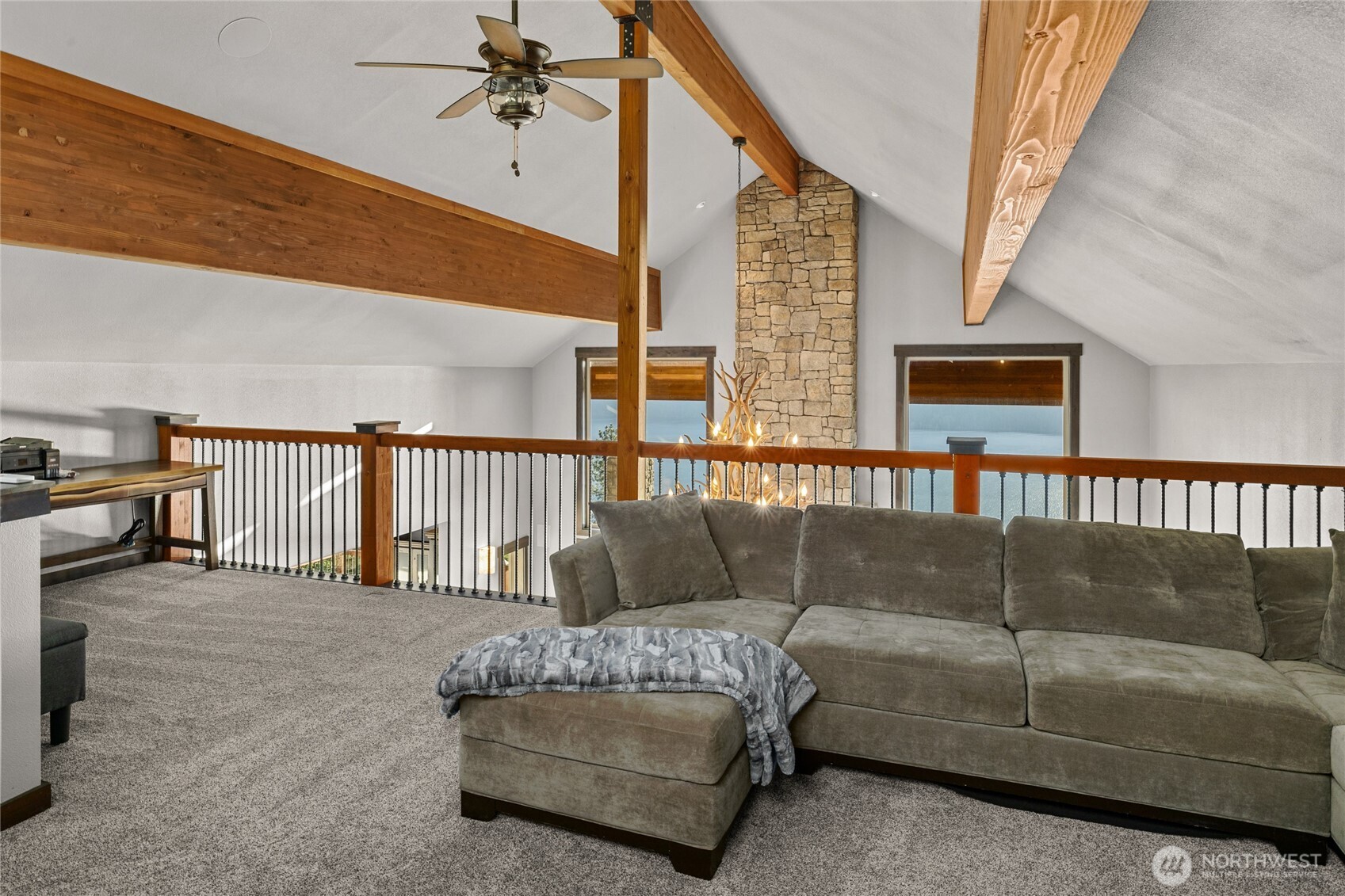 1481 Morgan Creek Road Ronald, WA 98940 - Photo 21 of 40 a living room with furniture and a floor to ceiling window